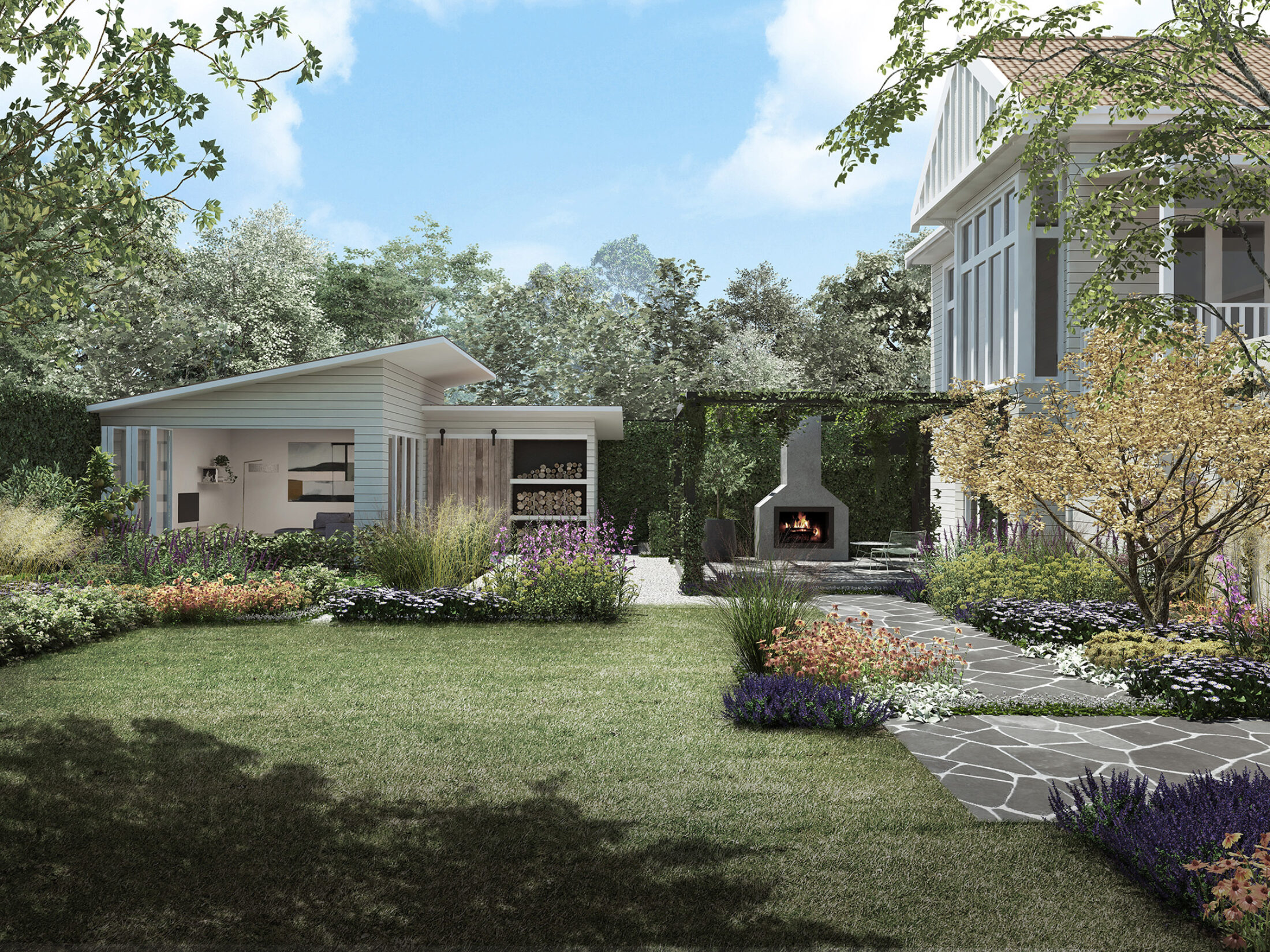 Gow Garden View Fireplace